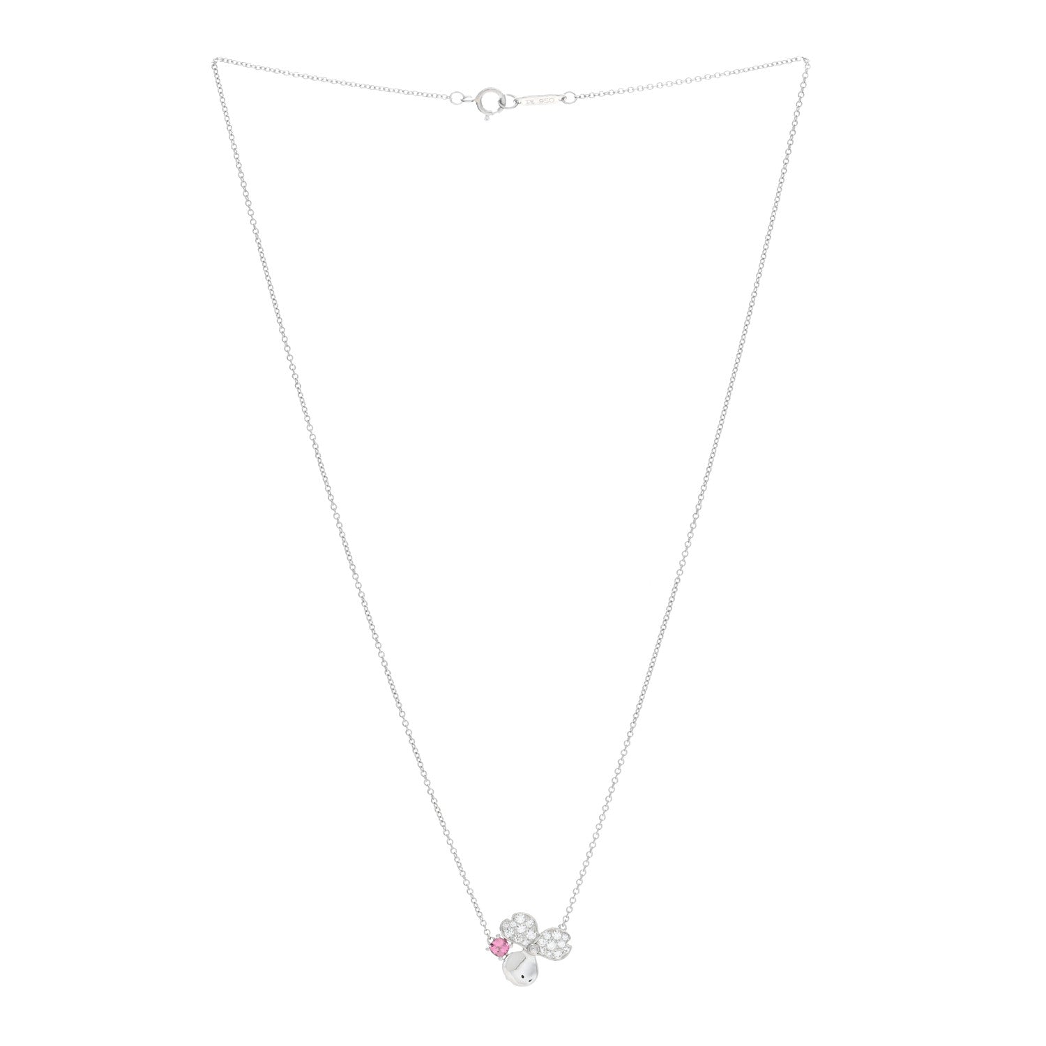 Tiffany Platinum Diamond Pink Tourmaline Paper Flowers Pendant Necklace 2 of 3