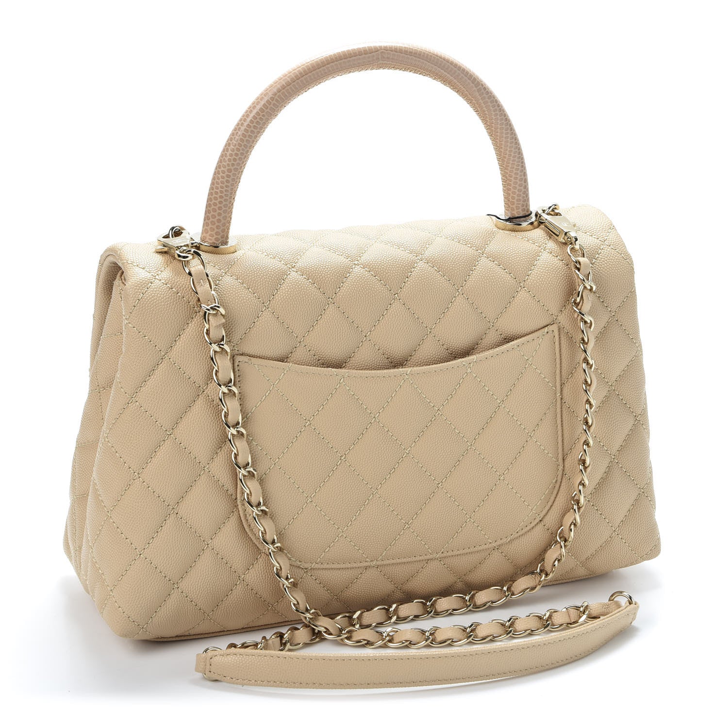 Chanel Caviar Lizard Embossed Quilted Small Coco Handle Flap Beige 2 of 10