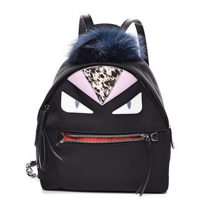 Fendi Nylon Vitello Fox Goat Fur Monster Eyes Mini Backpack Black Multicolor Sky 1 of 11