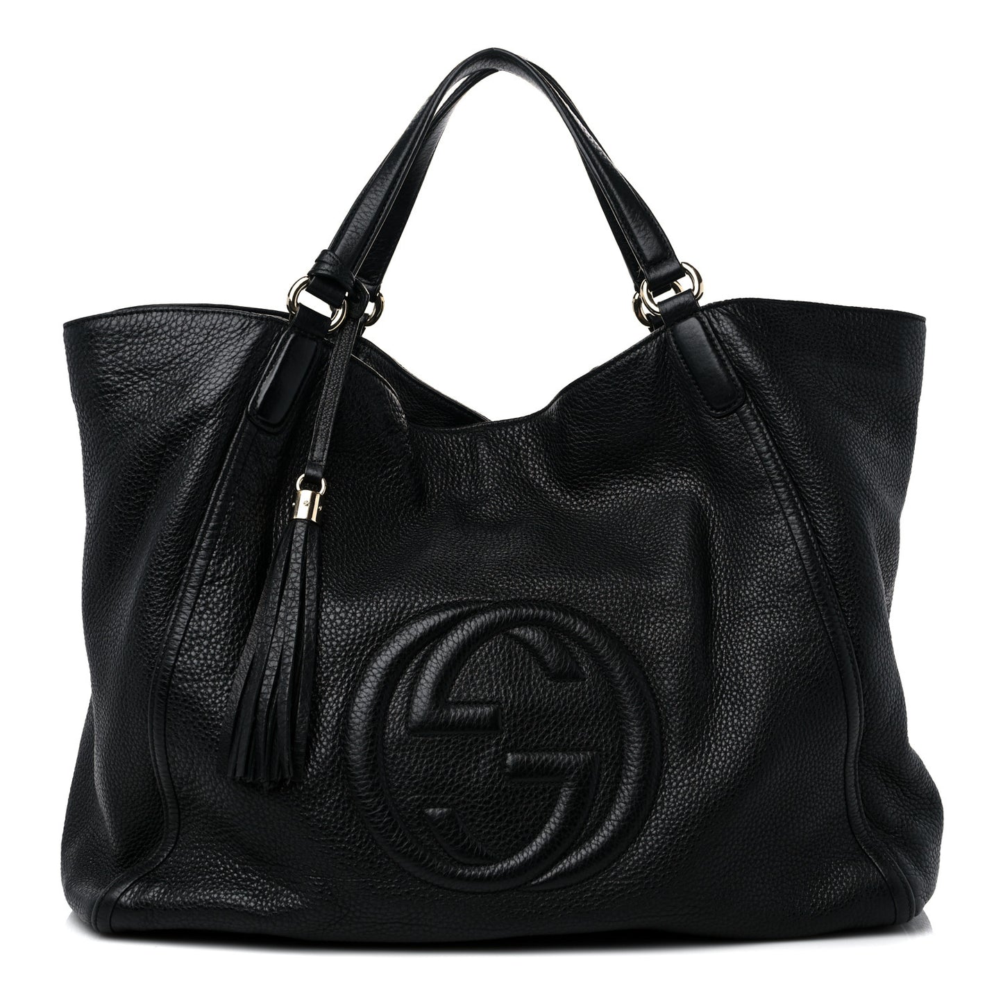 Pebbled Calfskin Large Soho Shoulder Bag Black