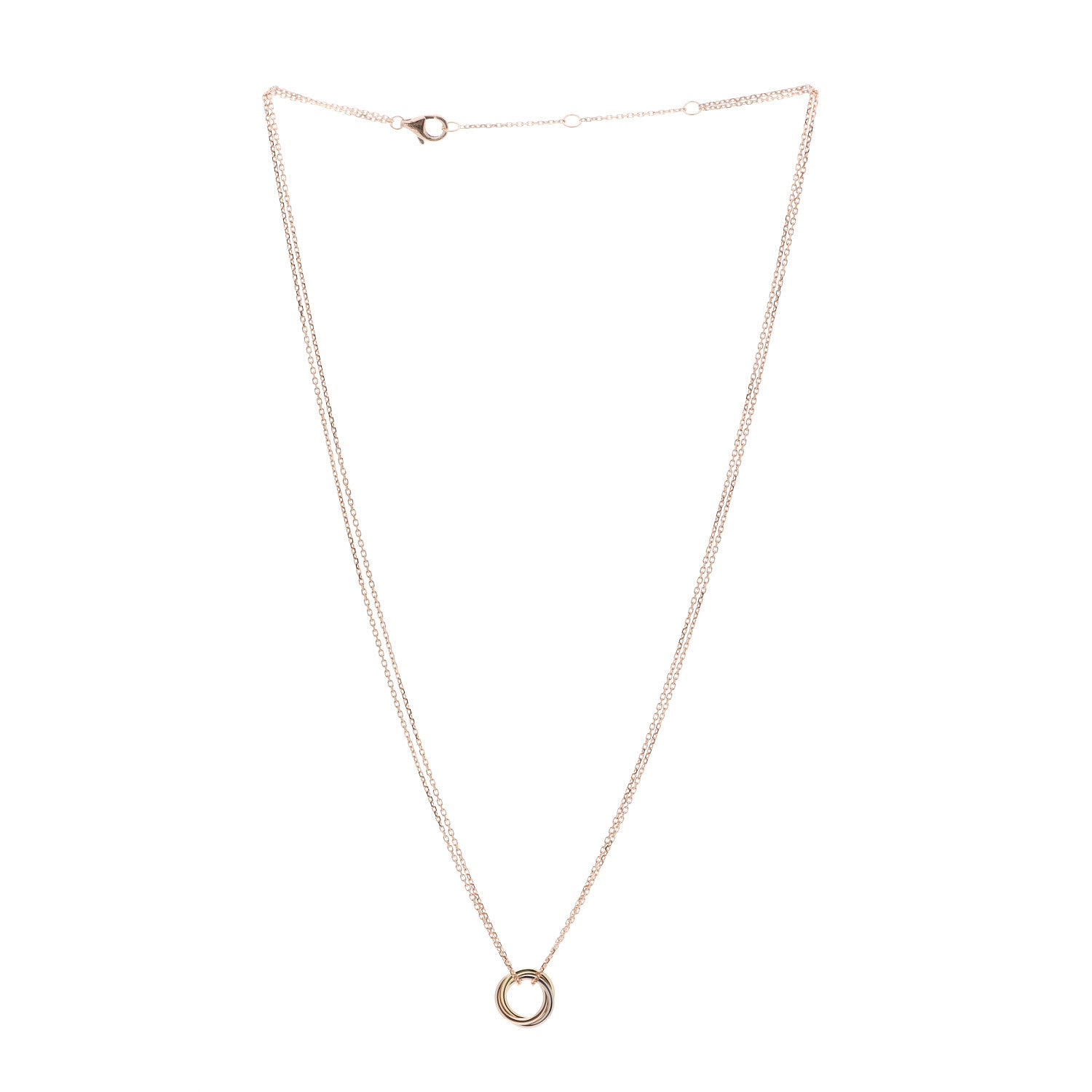 Cartier 18K Pink Yellow White Gold Trinity Double Chain Pendant Necklace 3 of 6