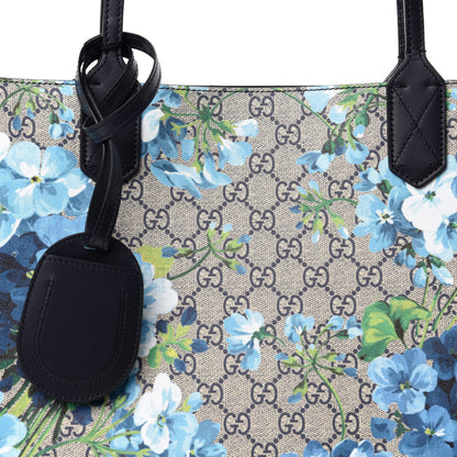 Gucci GG Supreme Monogram Blooms Medium Reversible Tote Beige Blue Navy 9 of 18