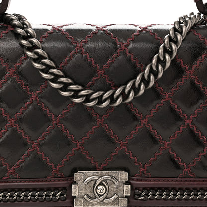 Chanel Goatskin Quilted New Medium Boy Handle Flap Burgundy 8 of 11