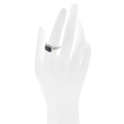 David Yurman Sterling Silver Diamond Black Orchid 10mm Noblesse Ring 56 7.5 3 of 6