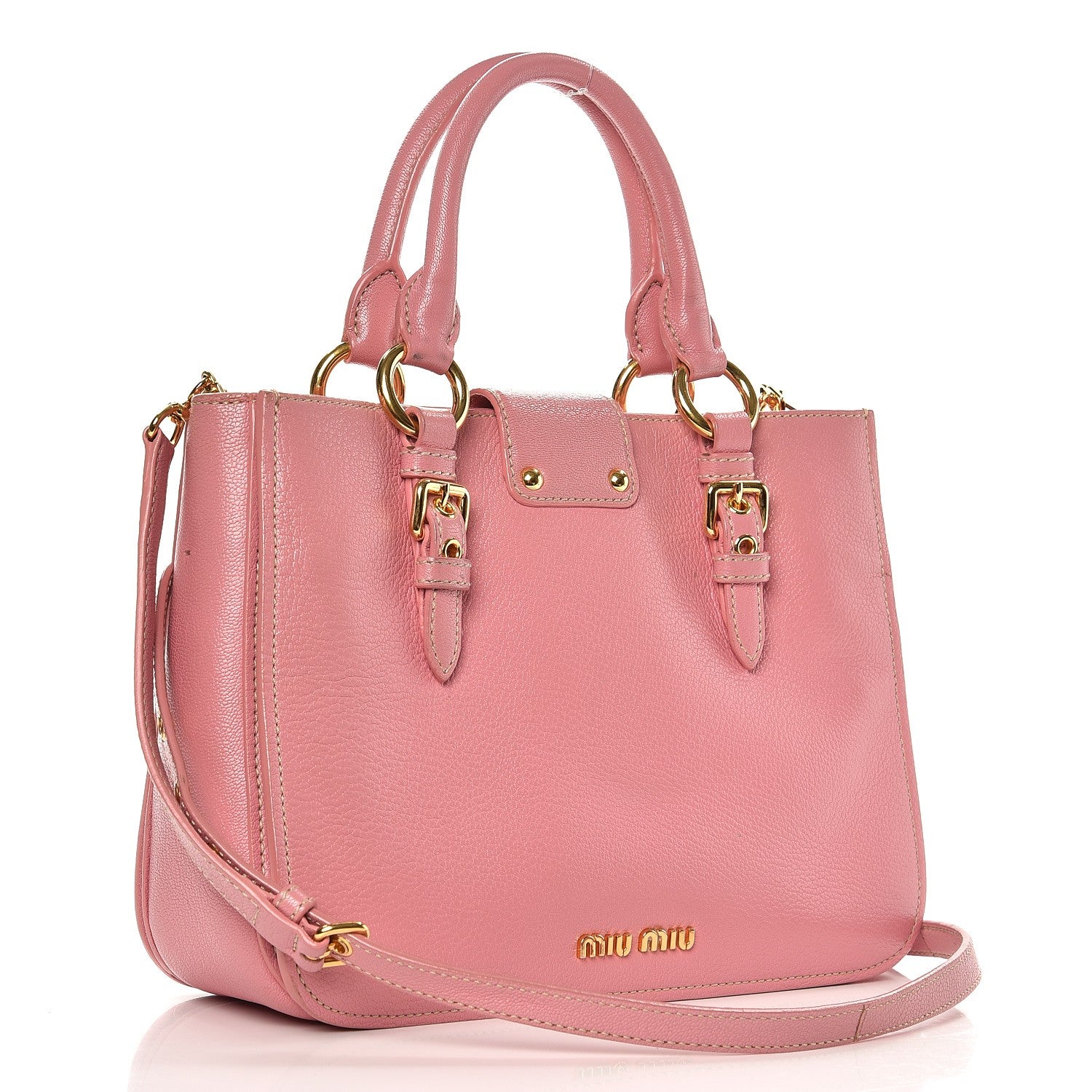 Miu Miu Goatskin Madras Shopping Tote Rosa Gemma 4 of 15