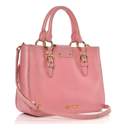 Miu Miu Goatskin Madras Shopping Tote Rosa Gemma 4 of 15