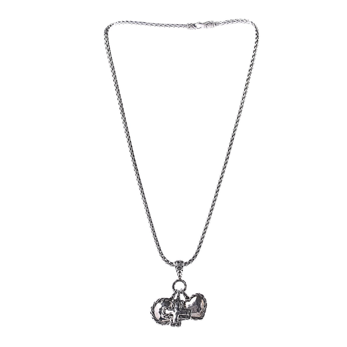 Sterling Silver Palu Circle Cross Heart Pendant Necklace