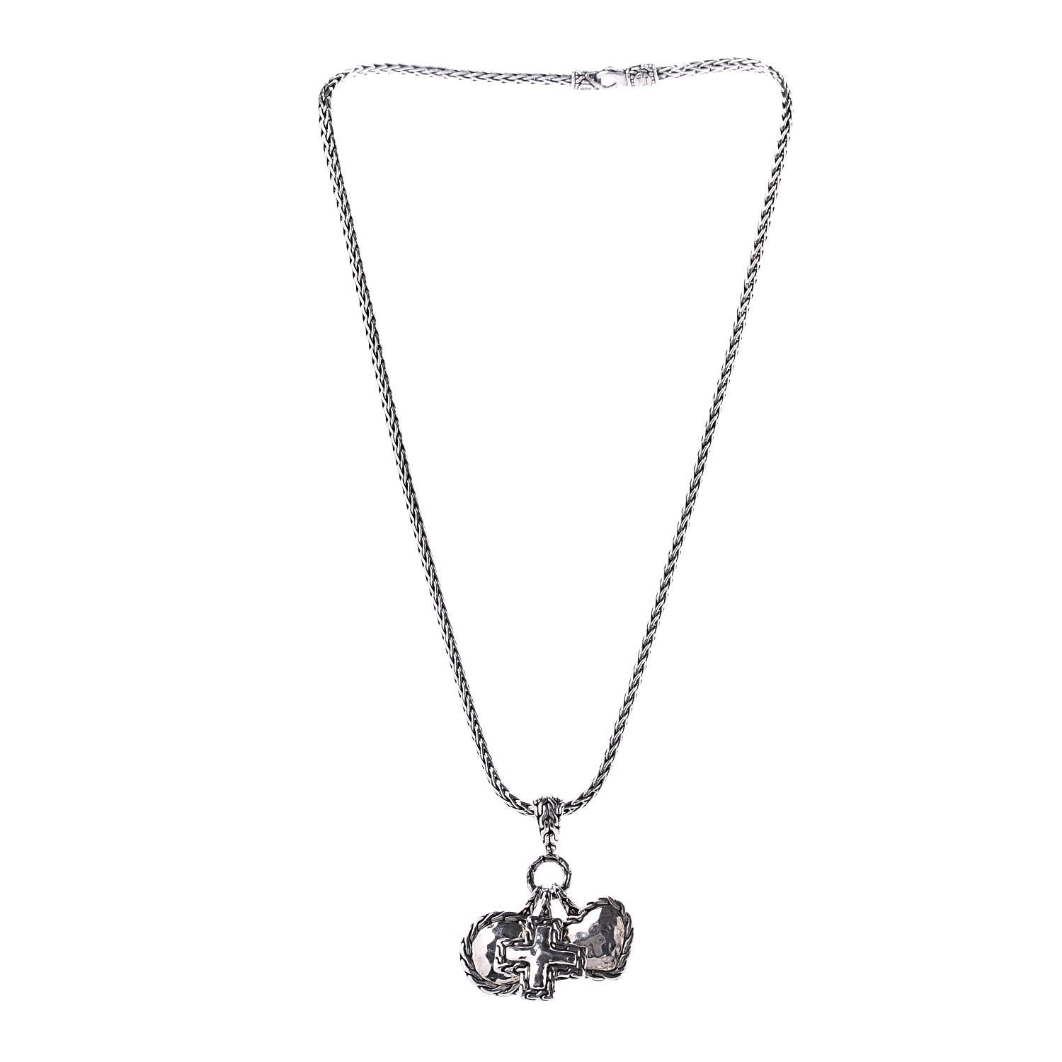 John Hardy Sterling Silver Palu Circle Cross Heart Pendant Necklace 3 of 6
