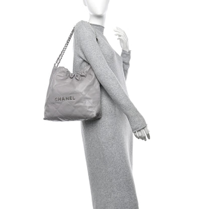 Chanel Shiny Calfskin Quilted Small Chanel 22 Grey 3 of 15