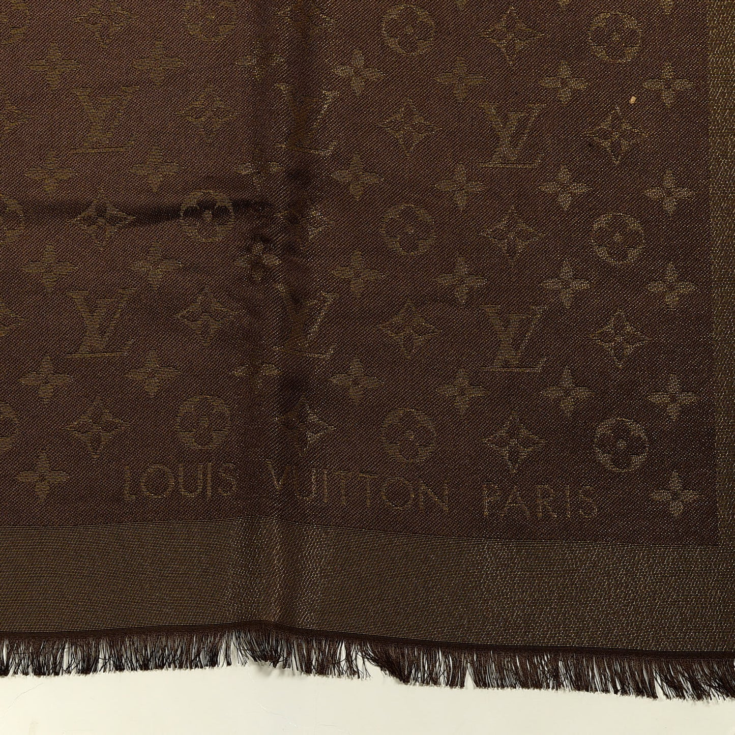 Silk Lurex Wool Monogram Shine Shawl Brown