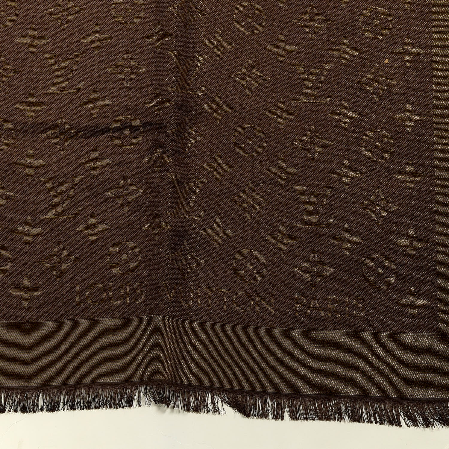 Louis Vuitton Silk Lurex Wool Monogram Shine Shawl Brown 2 of 3