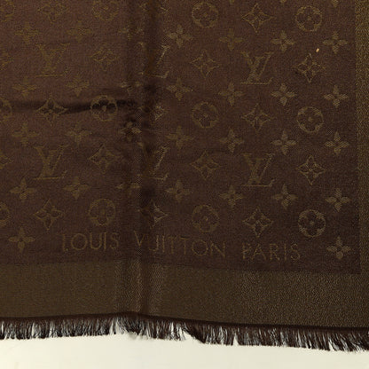 Louis Vuitton Silk Lurex Wool Monogram Shine Shawl Brown 2 of 3