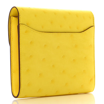 Hermes Ostrich Constance Short Wallet Jaune Citron 3 of 6