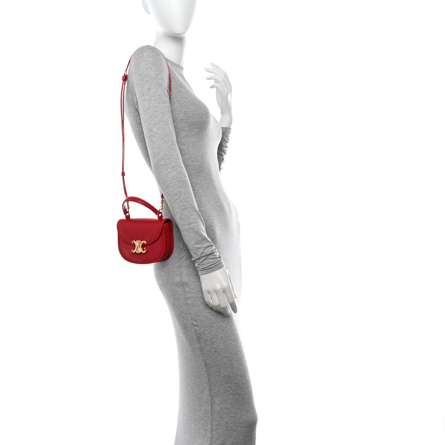 Shiny Calfskin Triomphe Mini Besace Clea Red