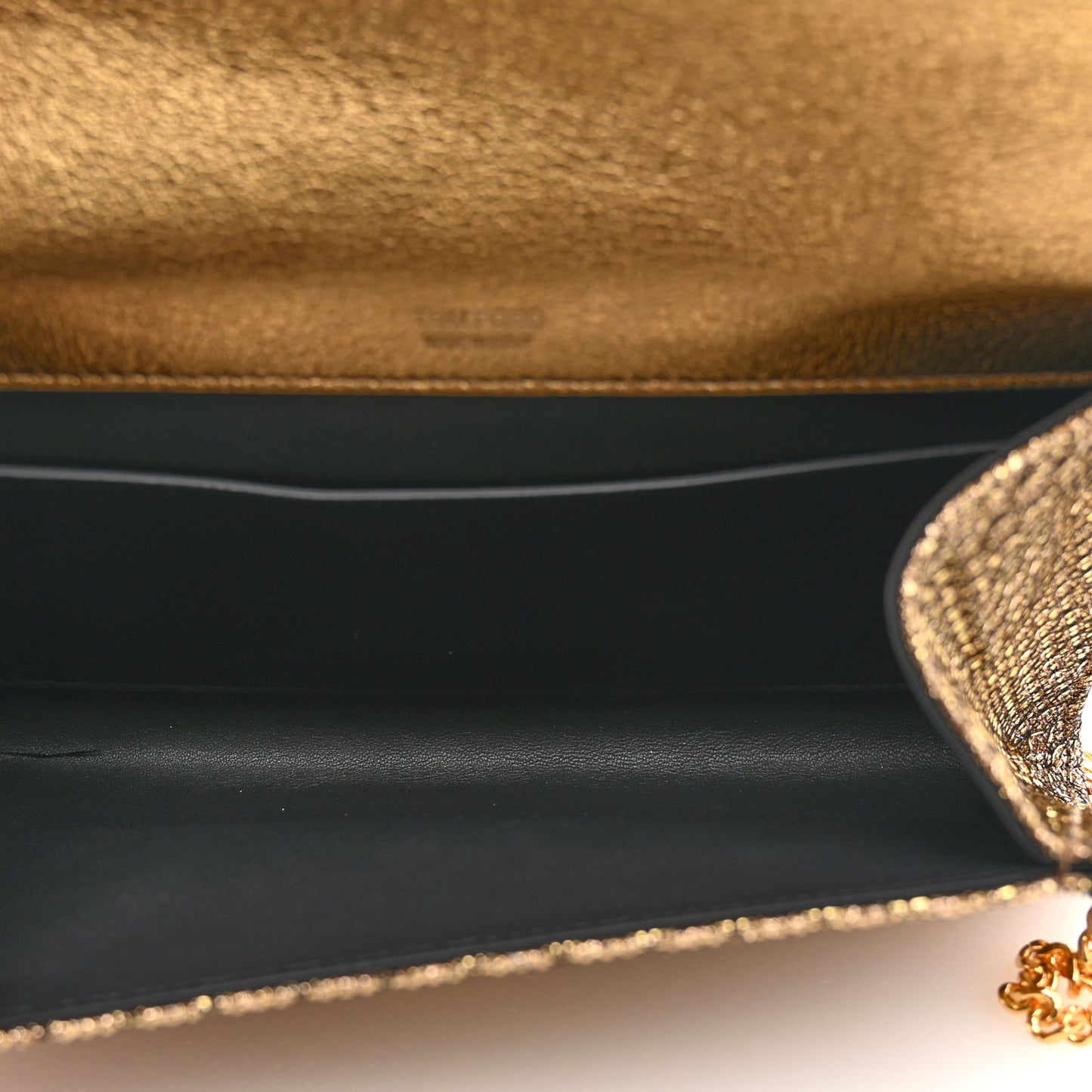 Metallic Textured Fabric Nobile Clutch Dark Gold