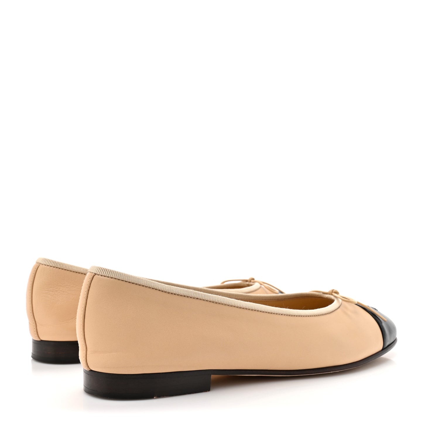 Lambskin Cap Toe CC Ballerina Flats 38 Beige Black