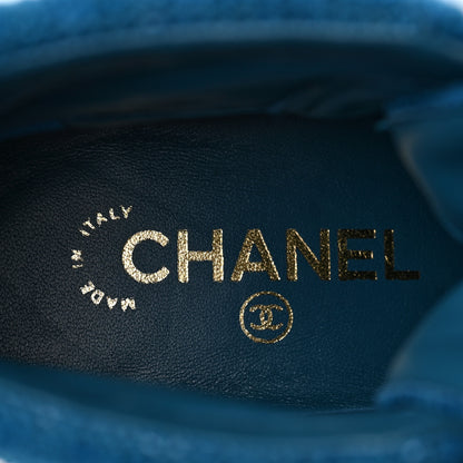 Chanel Tweed CC Lace Up Boots 36 Black Turquoise 9 of 11