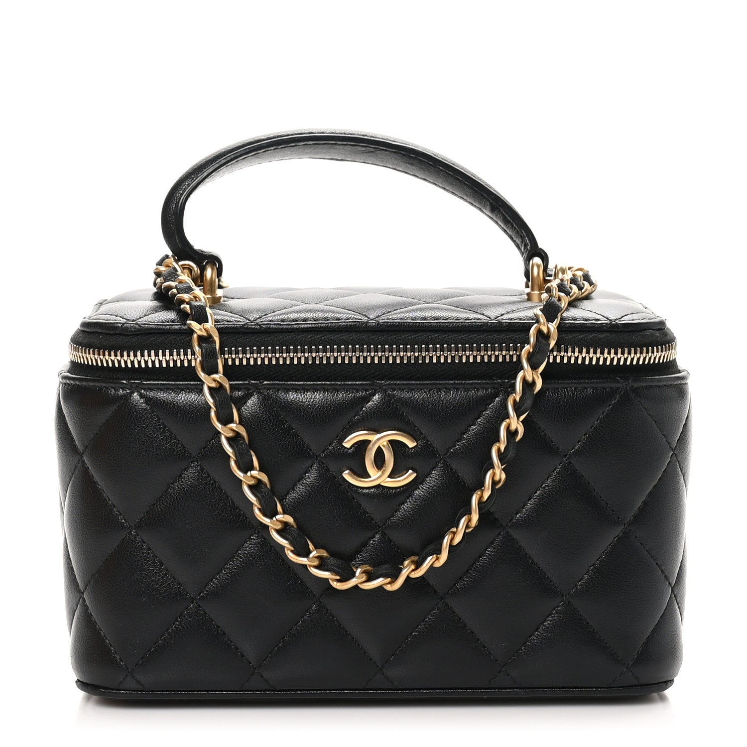 Chanel Lambskin Quilted Small Top Handle Vanity Case With Chain Black 1 of 10