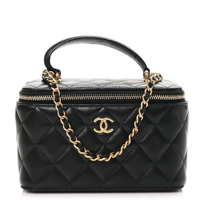 Chanel Lambskin Quilted Small Top Handle Vanity Case With Chain Black 1 of 10