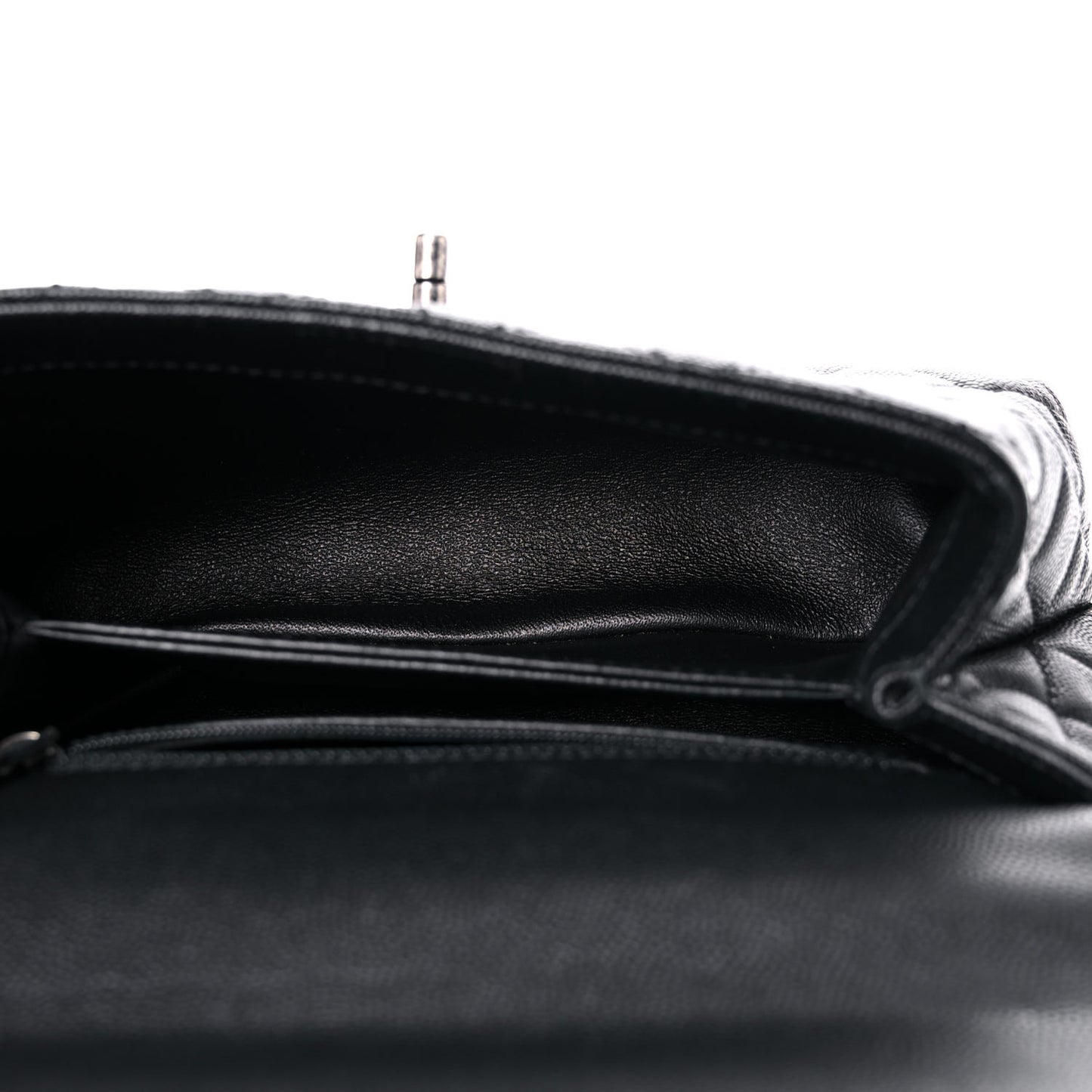 Caviar Lizard Embossed Quilted Mini Coco Handle Flap Black