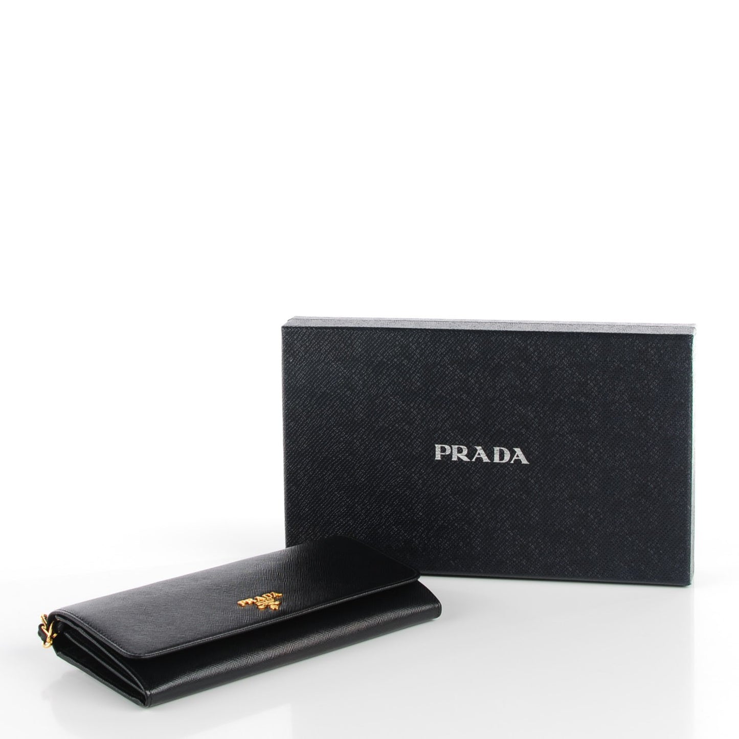 Saffiano Metal Oro Chain Wallet Nero Black