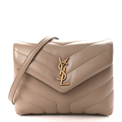 Saint Laurent Calfskin Y Quilted Monogram Toy Loulou Crossbody Bag Dark Beige 1 of 14