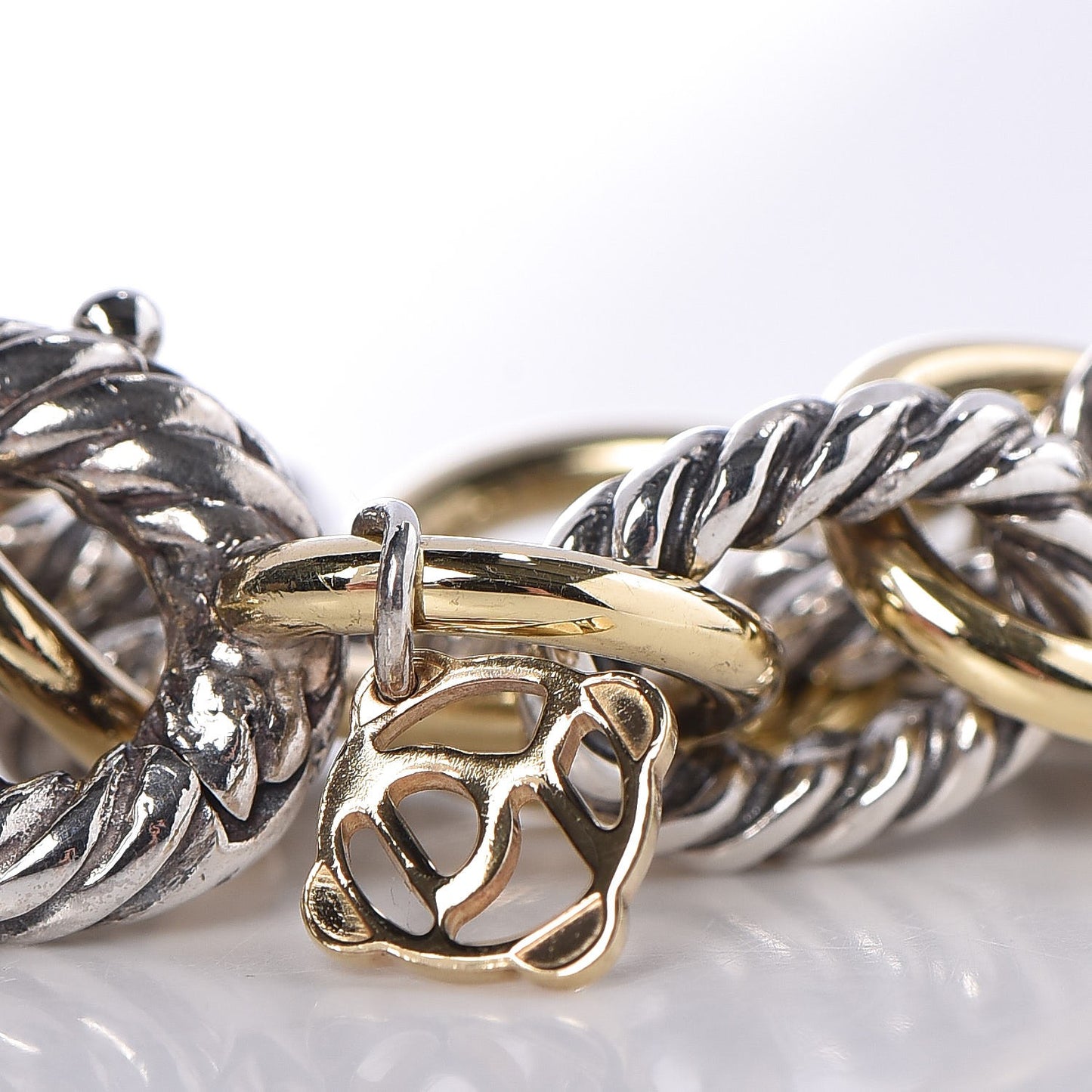 Sterling Silver 18K Yellow Gold 10mm Medium Oval Link Bracelet