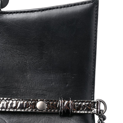 Balenciaga Shiny Calfskin Crocodile Embossed Hourglass Chain Bag Gunmetal 10 of 10