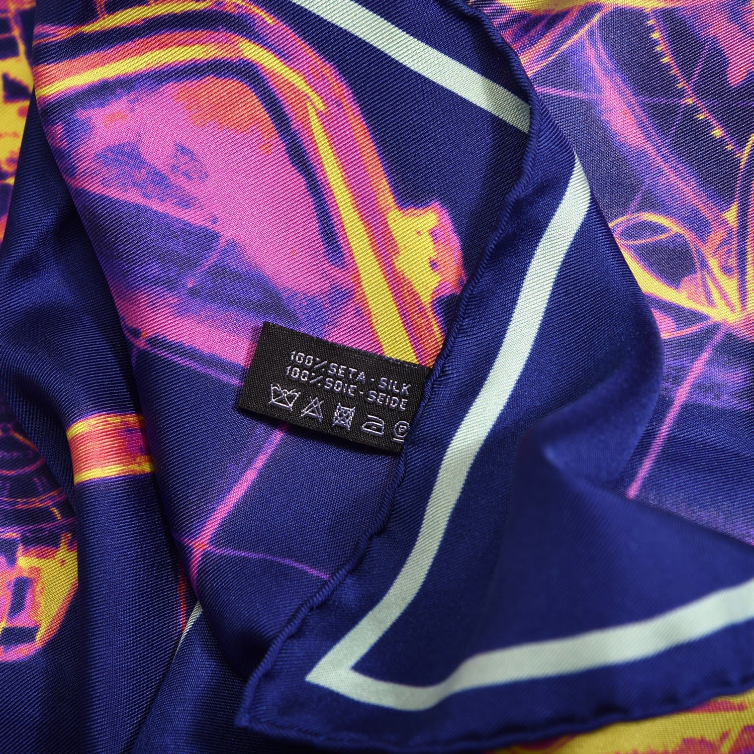 Chanel Silk X Ray Scarf Navy Blue 5 of 5