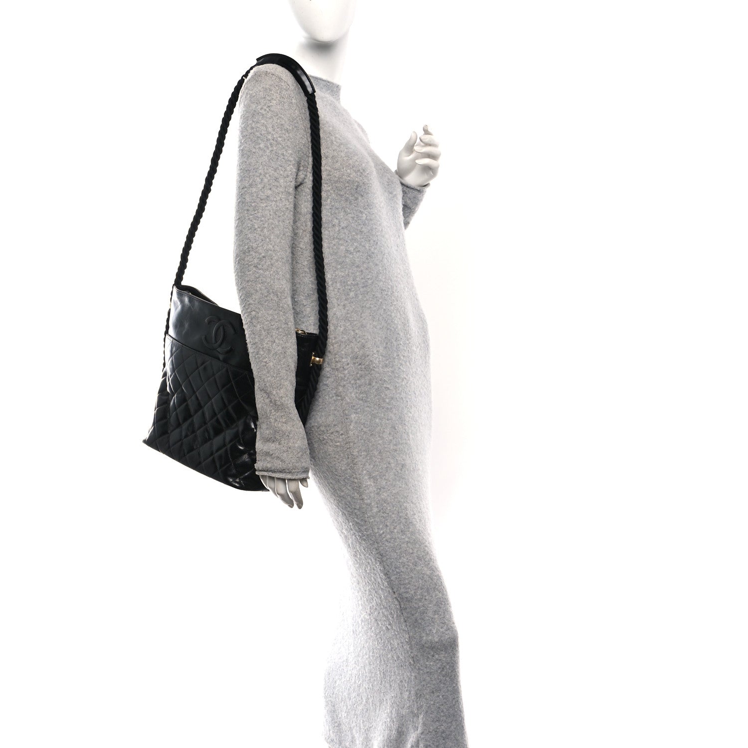 Chanel Crumpled Calfskin En Vogue Rope Hobo Bag Black 2 of 11