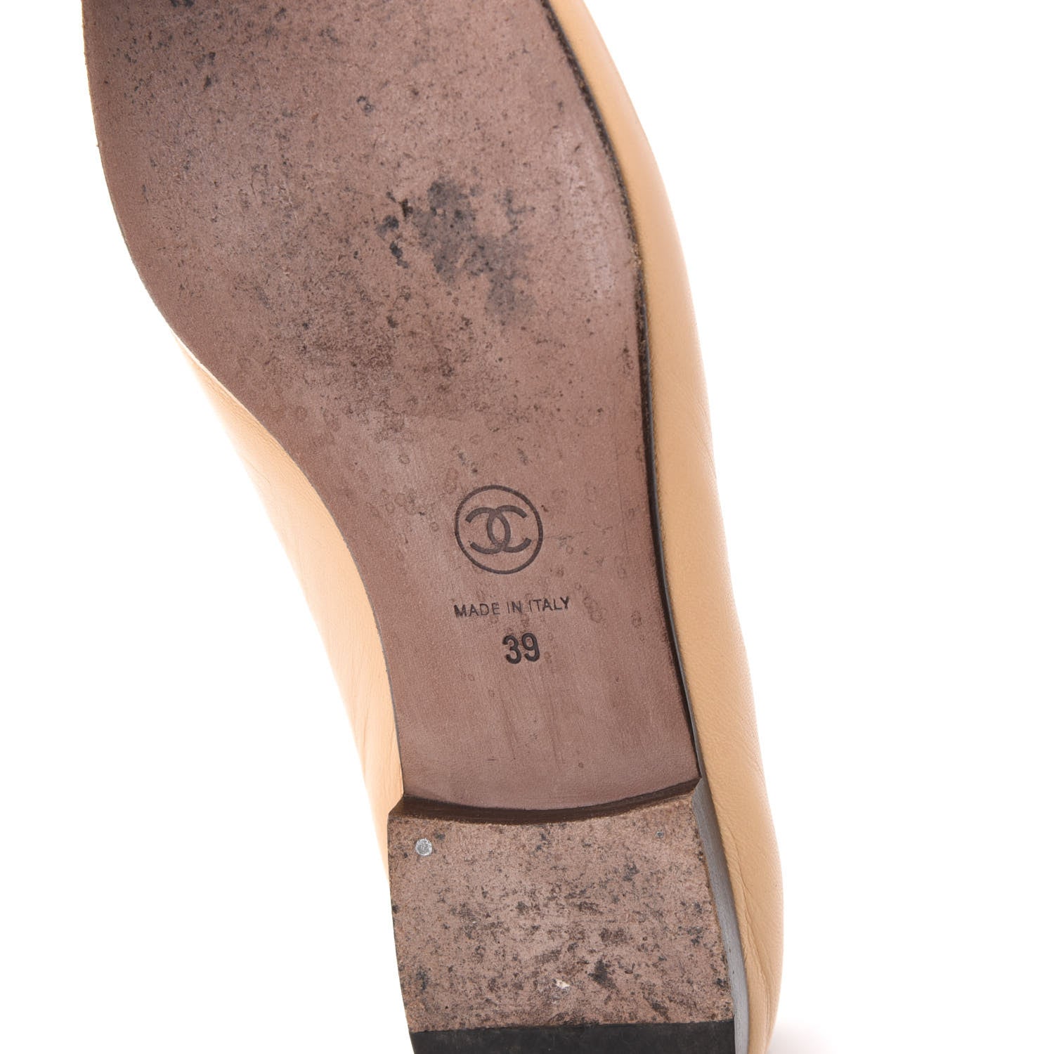 Chanel Lambskin Cap Toe CC Ballerina Flats 39 Beige Black 6 of 9
