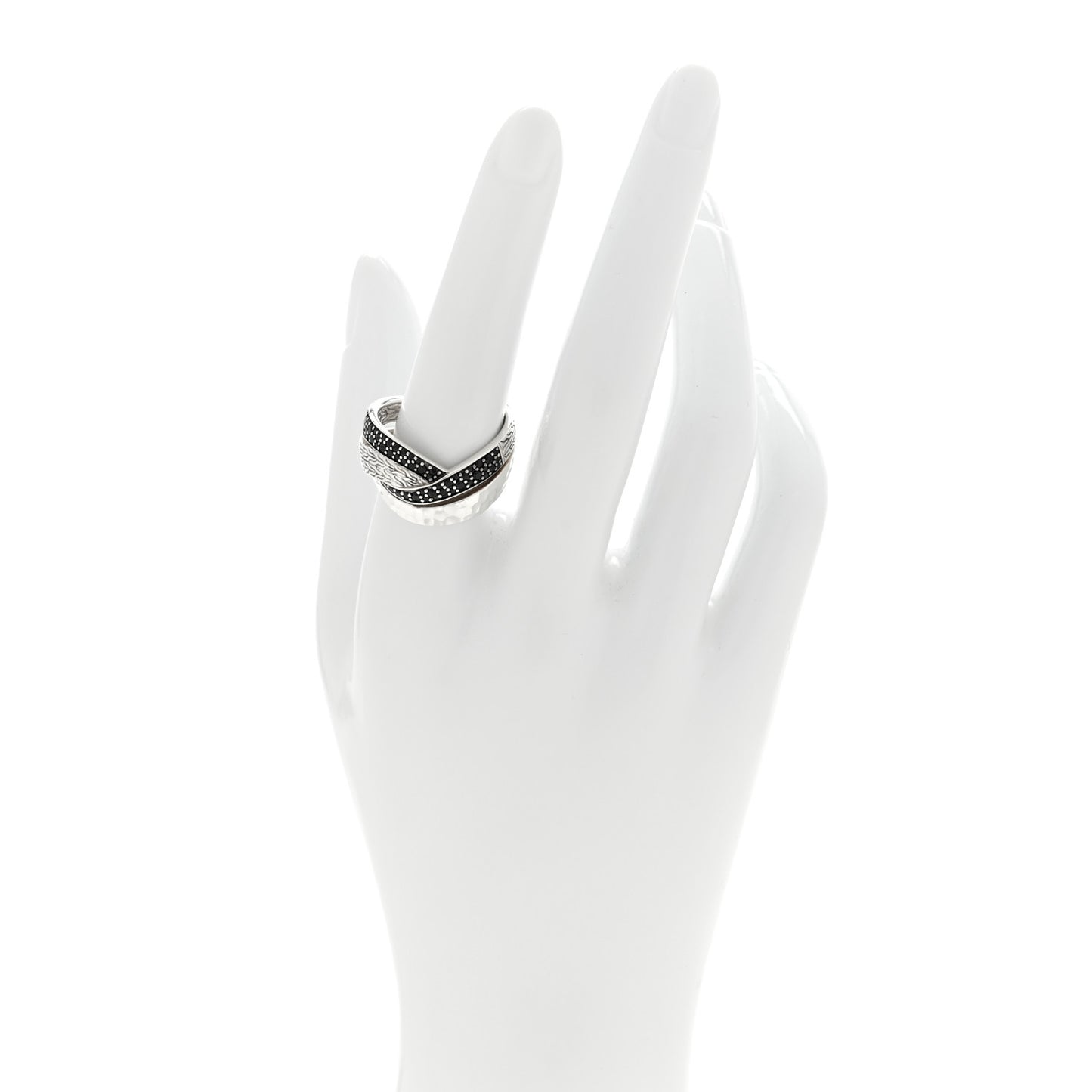 Sterling Silver Black Sapphire Black Spinel Twist Statement Ring 59 8.75