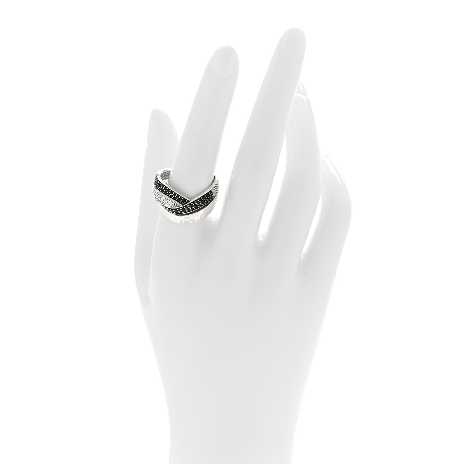 John Hardy Sterling Silver Black Sapphire Black Spinel Twist Statement Ring 59 8.75 2 of 5