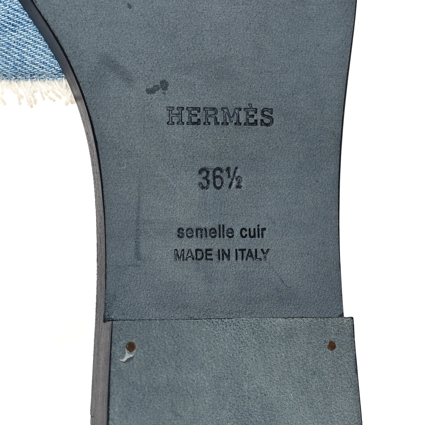 Denim Oran Fringe Sandals 36.5 Bleu Clair