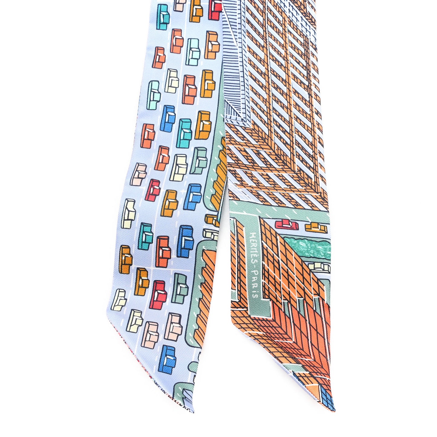 Silk Pantin City Twilly Bleu Ciel Orange Vert