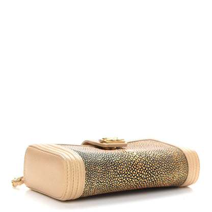 Chanel Metallic Galuchat Stingray Lambskin Mini Clutch With Removable Chain Gold 4 of 11