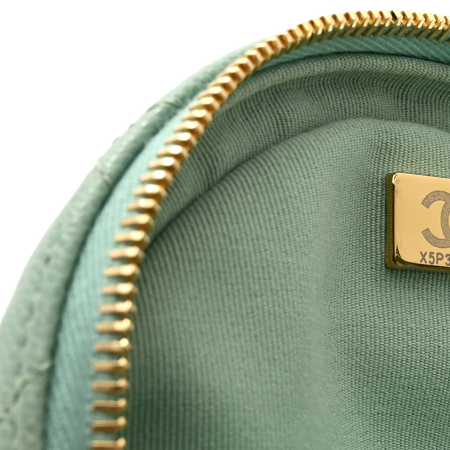 Chanel Caviar Quilted Small Round Vanity With Chain Light Green 7 of 11
