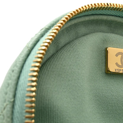 Chanel Caviar Quilted Small Round Vanity With Chain Light Green 7 of 11