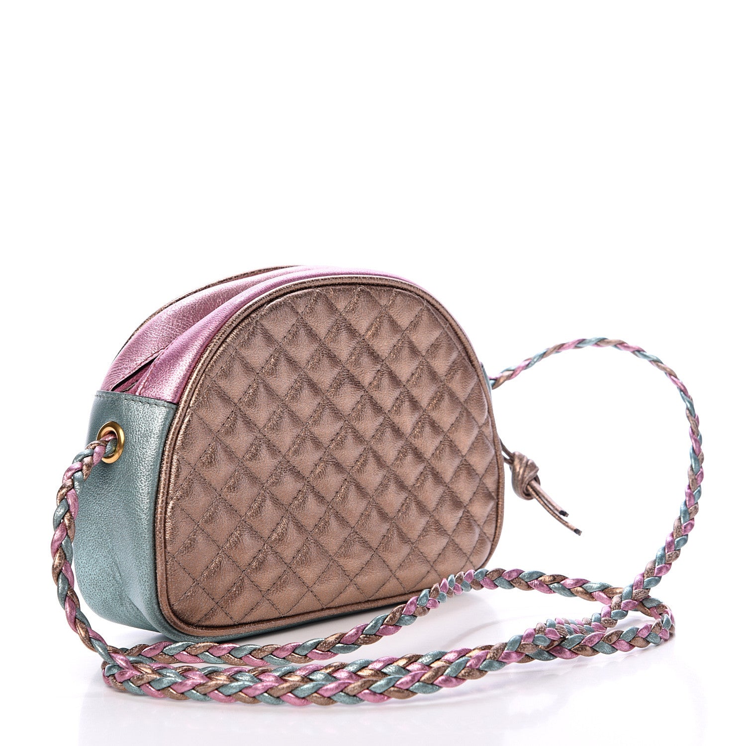 Gucci Laminated Nappa Trapuntata Mini Zumi Dome Shoulder Bag Rosa Lago Rame 2 of 9