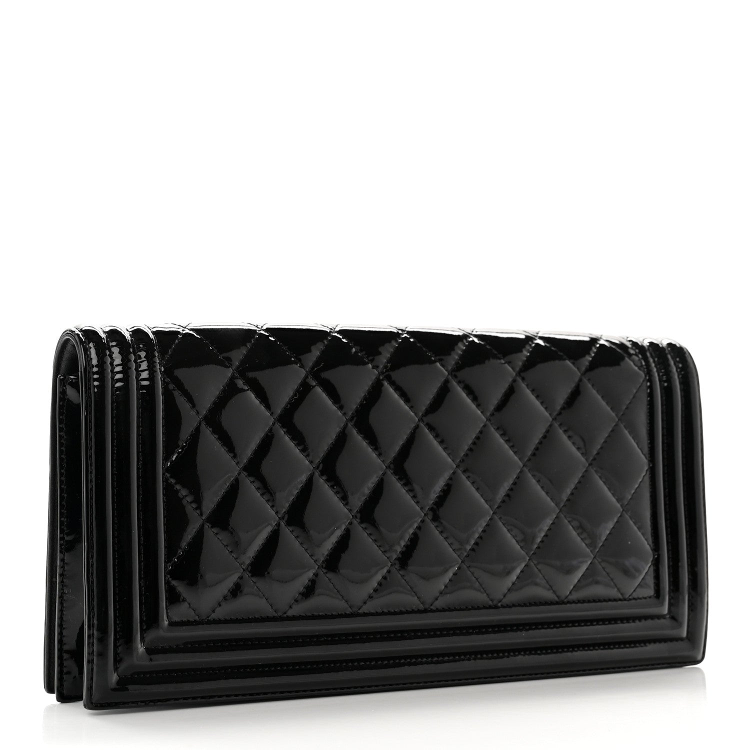 Chanel Patent Quilted Boy Flap Clutch Black 3 of 7