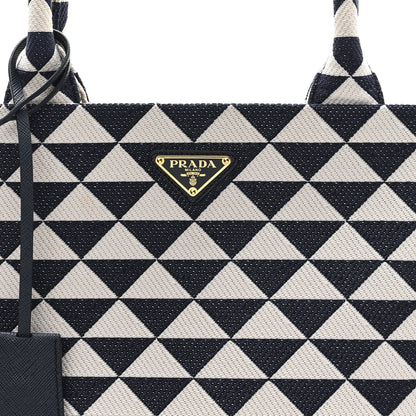 Prada Jacquard Saffiano Triangolo Symbole Embroidered Large Tote Baltico Talco 6 of 9