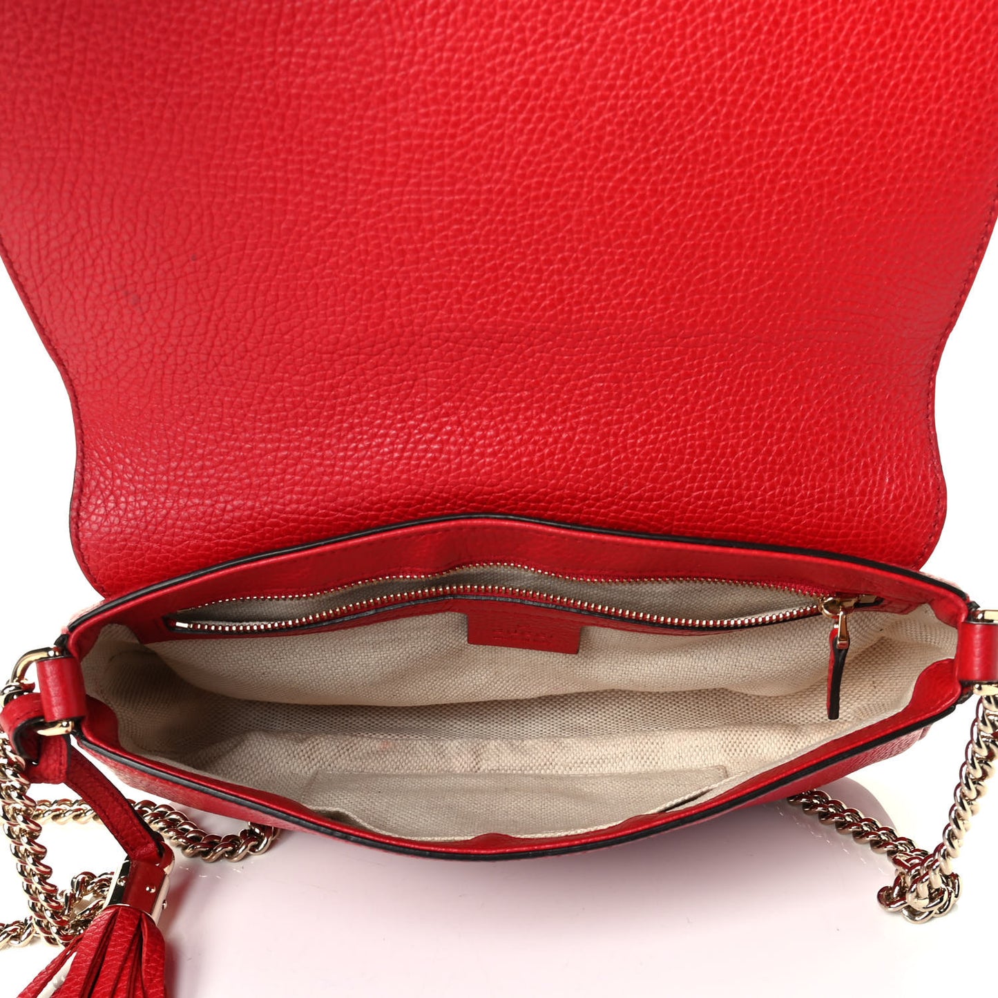 Pebbled Calfskin Medium Soho Flap Crossbody Tabasco Red