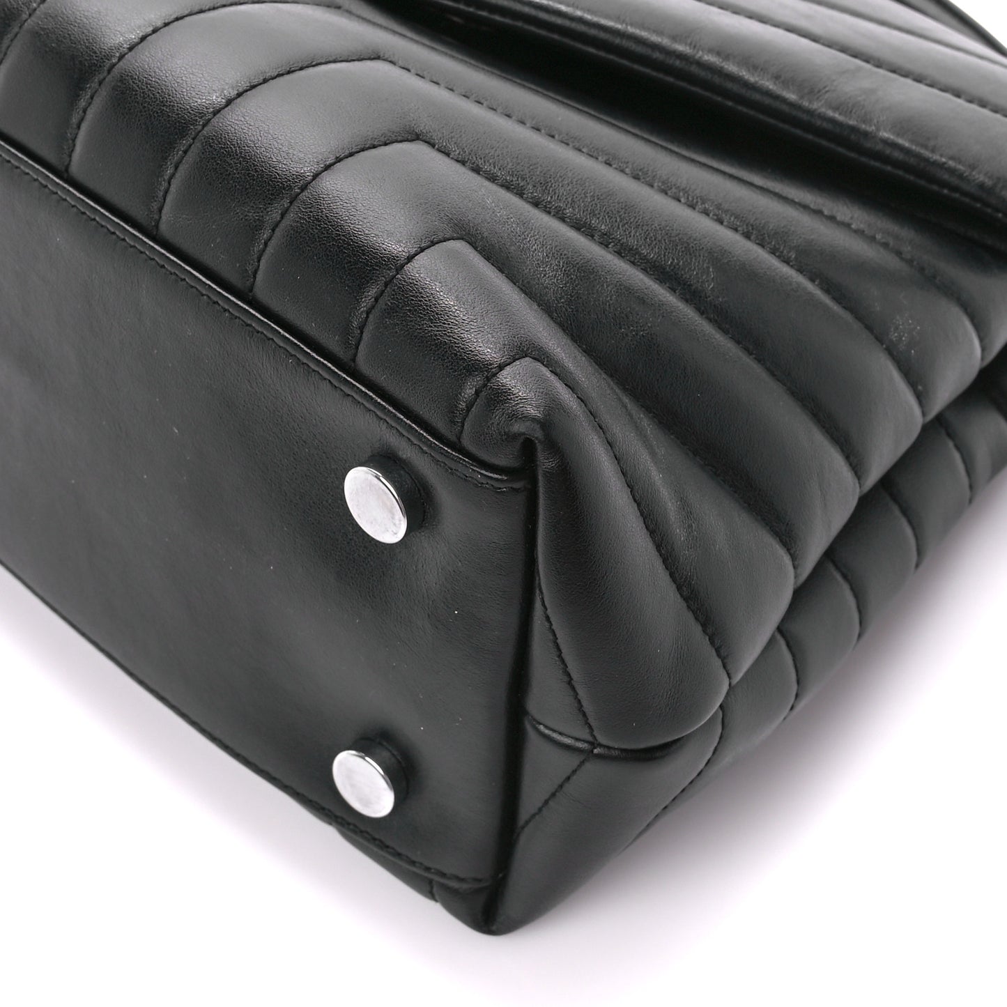 Calfskin Y Quilted Monogram Medium Loulou Satchel Black