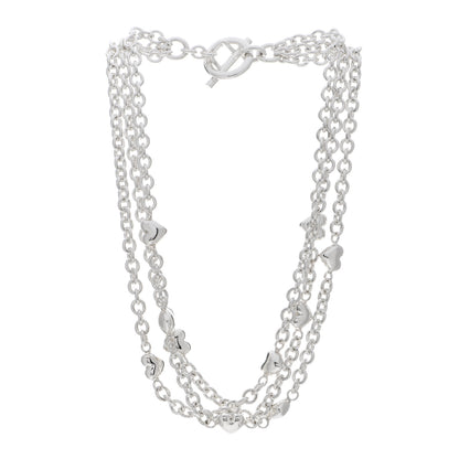 Tiffany Sterling Silver Puff Heart Multi Strand Necklace 3 of 4