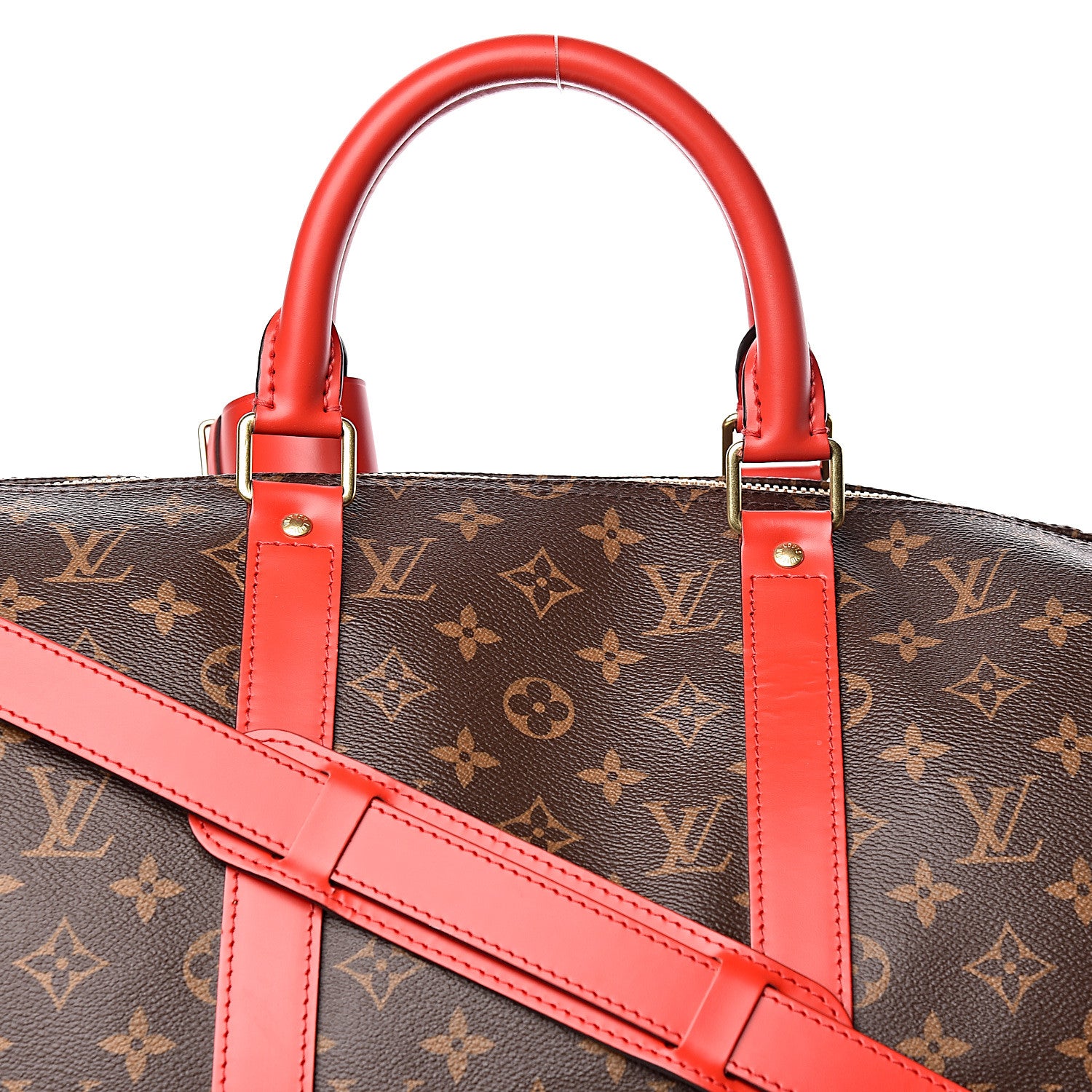 Louis Vuitton Calfskin Monogram Keepall Bandouliere 50 Coquelicot 10 of 10