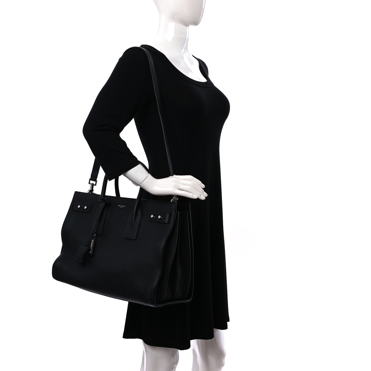 Grained Calfskin Medium Souple Sac De Jour Black