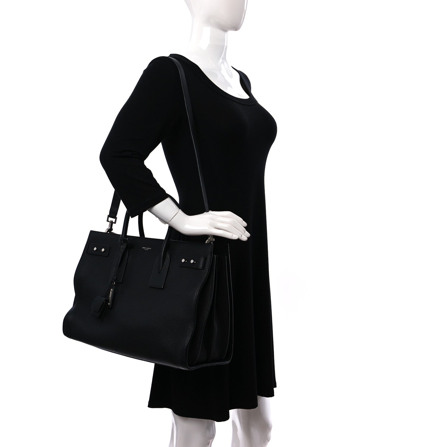Saint Laurent Grained Calfskin Medium Souple Sac De Jour Black 2 of 9