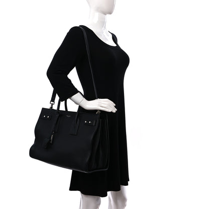 Saint Laurent Grained Calfskin Medium Souple Sac De Jour Black 2 of 9