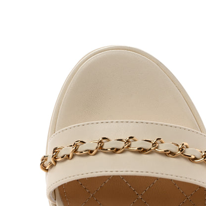 Chanel Lambskin Chain Platform Sandals 41 White 12 of 13