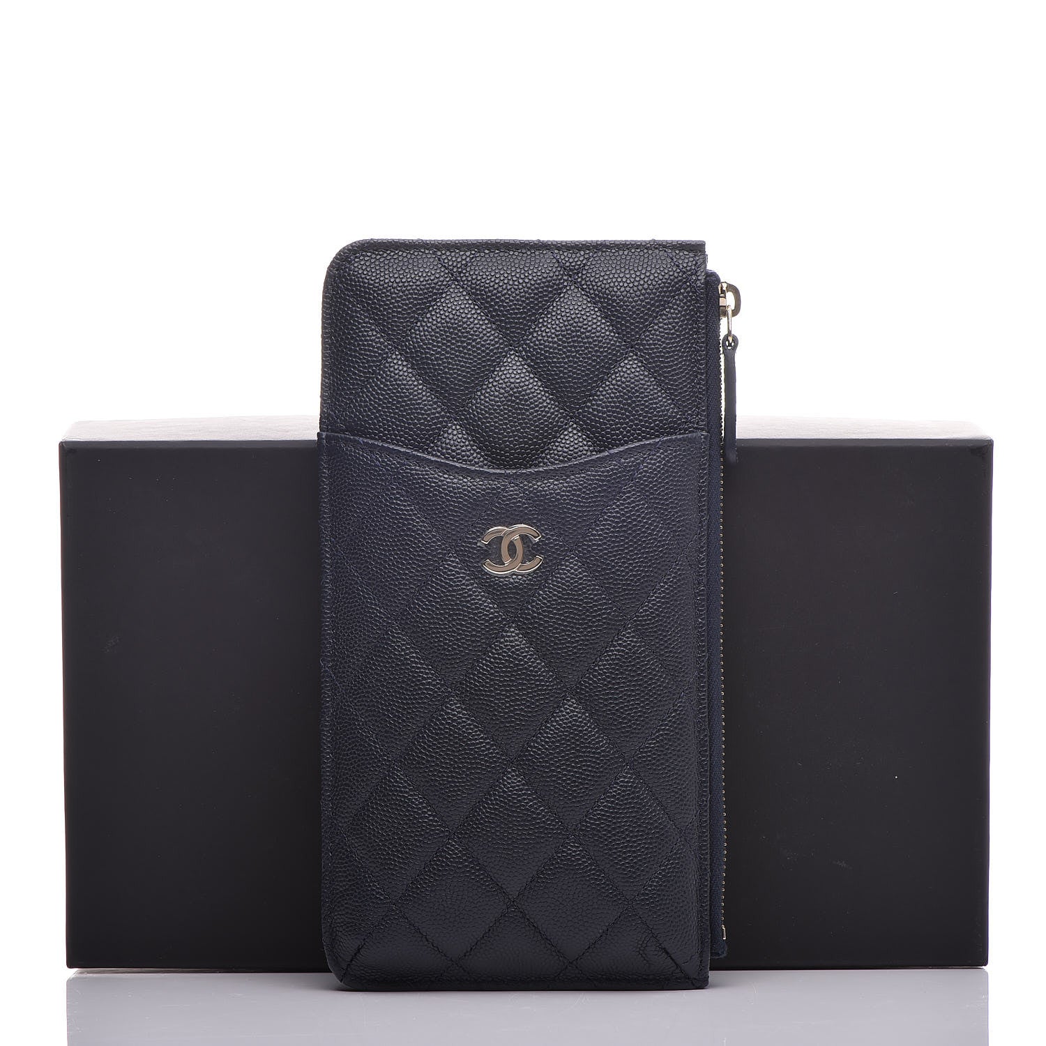 Chanel Caviar Quilted Classic Flat Wallet Pouch Navy 8 of 8